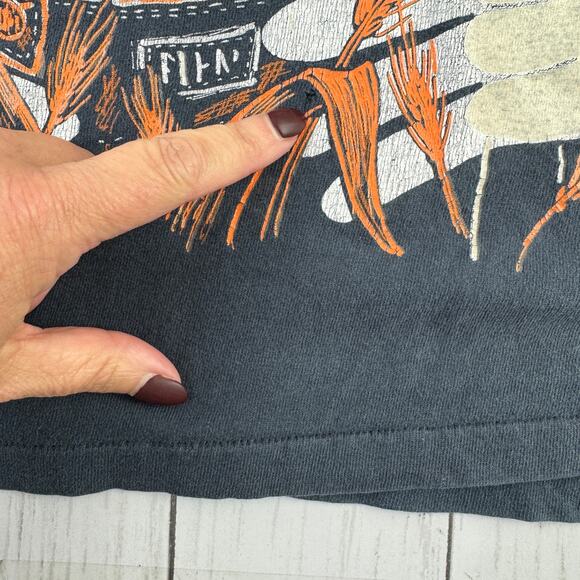 VTG Kittens Black Halloween Pumpkin Scarecrow Tee USA Plus One Size Oversized - Picture 13 of 16